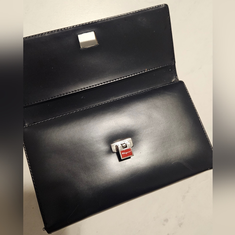 Authentic Black Salvatore Ferragamo Long Wallet